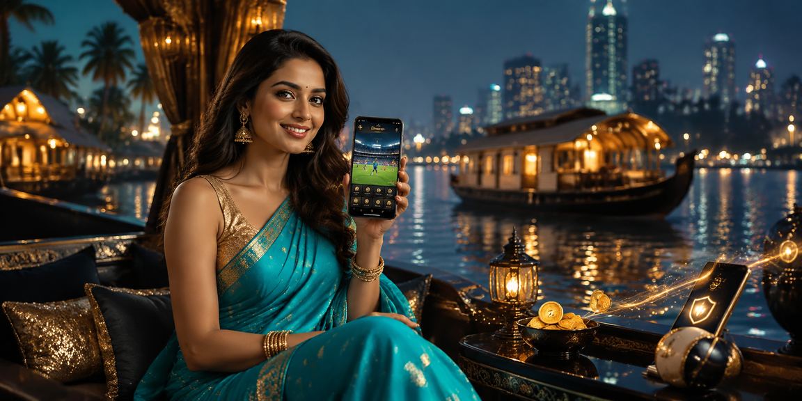User enjoying cricket betting at Kerala backwaters